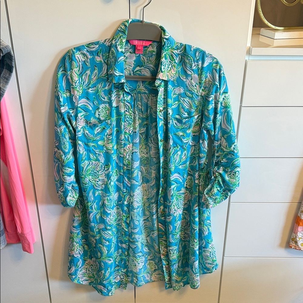Lilly Pulitzer Flamenco Button-Up Shirt Coverup
